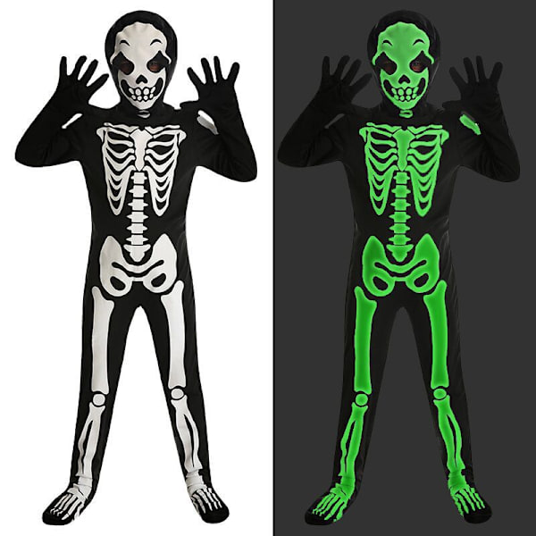Halloween-Luurankoasu Lapsille Pojat Tytöt Glitter Halloween-Asut Karnevaali Asut Tytöt (Makeispussit Ei Sisälly) S(110-120)