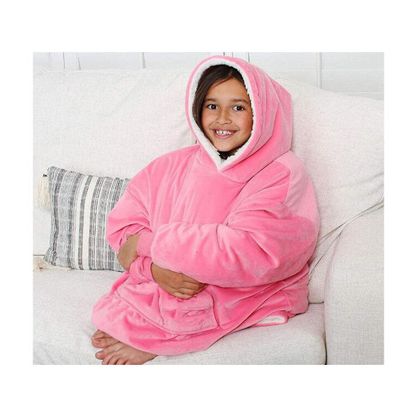 Oversized hettegenser med hette - Filt Rosa pink