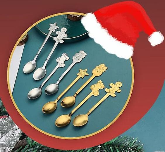 Christmas Spoon Fork Set Cartoon Santa Claus Spoon Dessert Spoon Fork Gift Box