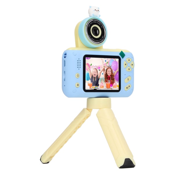 2,4-tums HD-kamera för barn 40MP foto 1080p video 180 graders vändbar lins kamera leksak för fotografering blå gul