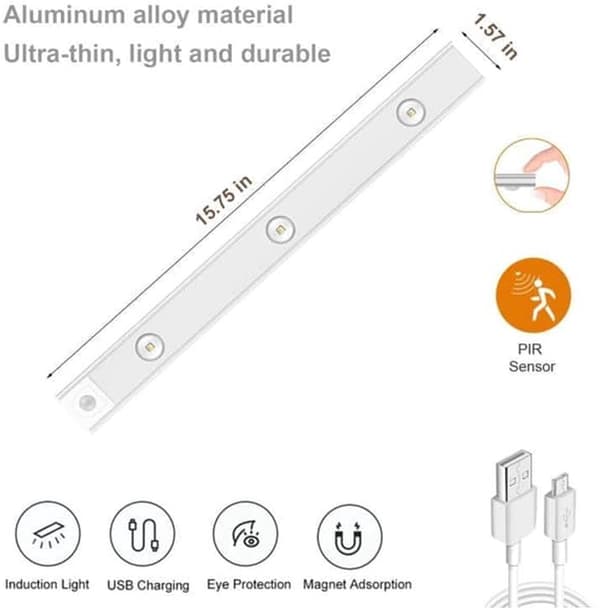 LED skapbelysning-Trådløs-Bevegelsessensor-Magnetisk-Oppladbar-3 lysmoduser-Dimbar-2-pakning