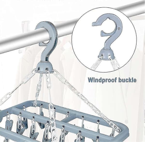 32 Clothes Pegs Sock Drying Rack. Underwear Hanger. Rotating Hook Clothes Peg Hanger For Socks.