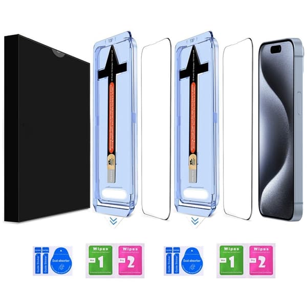 iPhone 15 Pro 2-PACK Screen Protector Full Coverage Tempered Glass 158