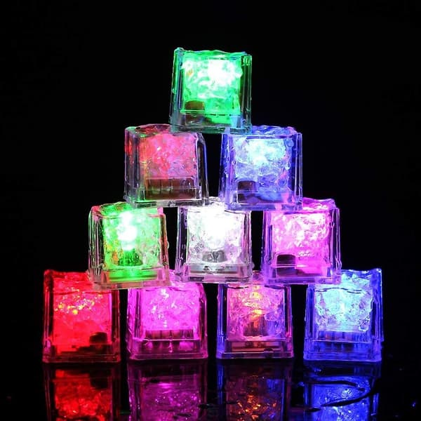 12-pack LED-isbitar för drycker, flytande sensor, vattenaktiverad glöd, julbröllop