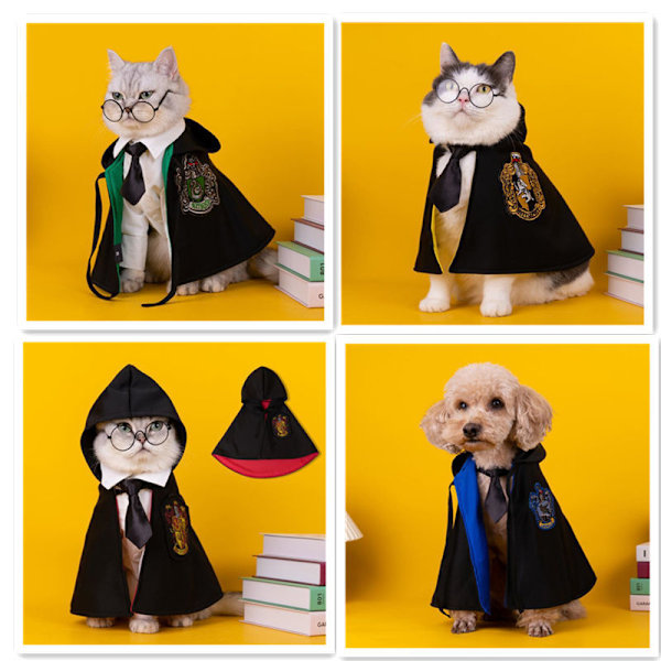 Harry Potter Taikaviitta Koiran Kouluviitta Pienelle Koiralle Lemmikkikapea Kapea + Lasit + Solmio green L
