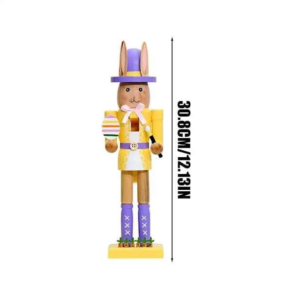 Kanin Nötknäppare Figur 30 cm Trä Påskhare Nötknäppare 30 cm Påskhare Trä Nötknäpparfigurer Påskdekoration (YJD) Yellow
