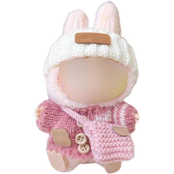 Kläder för Labubu (INGEN Docka), Hatt & Jumpsuit Set för 17cm Labubu Tillbehör Kostym_xx Pink