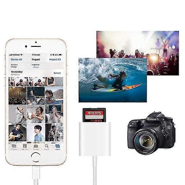 Lightning til SD-kortleser iPhone Hvit - SD-kortleser