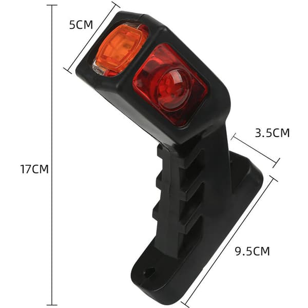 Sett med 2 LED-sidemarkeringslys 12V/24V Chassimontering for lastebiler og tippbiler - Rød/Hvit/Oransje