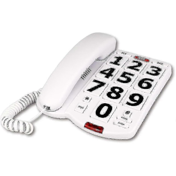 Seniorvenlig fastnettelefon med store knapper, perfekt til ældre og hørehæmmede