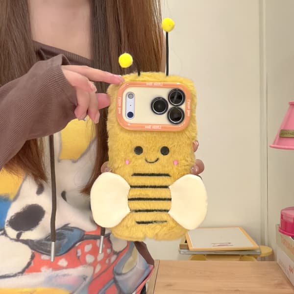 Mjukt broderat sött litet bi linsskydd telefonfodral, Apple 17-11 Pro Max/Mini/Plus language iPhone 11