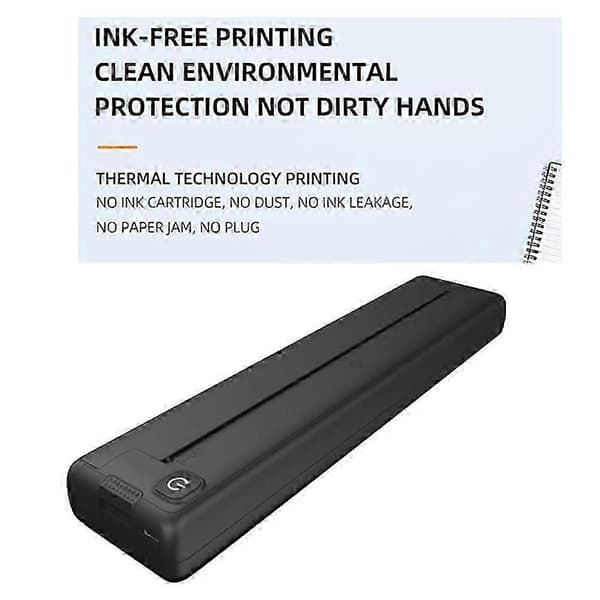 Bærbar A4 termisk printer Trådløs blækfri 200 dpi etiketmaskine til hjemmekontor og forsendelse