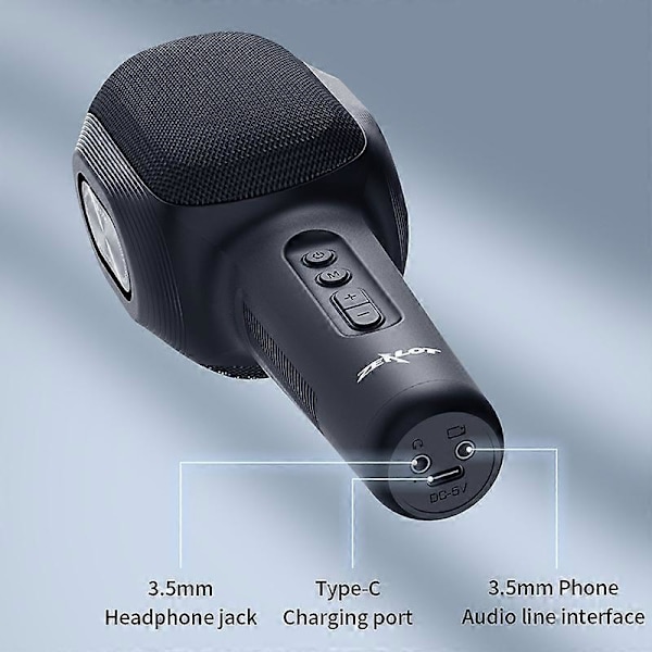 ZEALOT S58 Trådlös Bluetooth Karaoke Mikrofon Uppladdningsbar Hem KTV Party Handhållen Mikrofon Högtalare - Black
