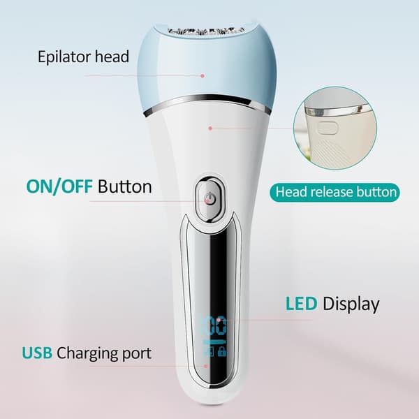 6-i-1 Epilator til Kvinder, IPX7 Vandtæt Genopladelig Hårfjerningsshaver