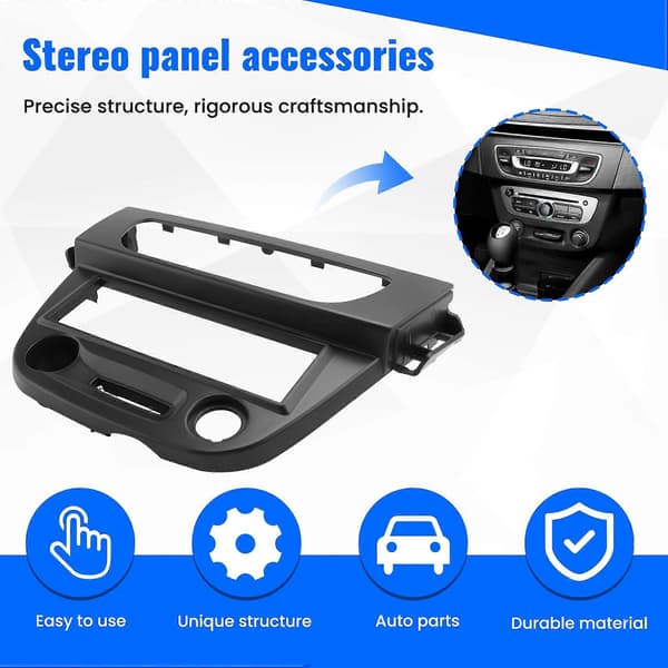 1 Din Bilradio Fascia DVD Ramme Panel Instrumentbræt Installationssæt til 2008-2015 Fluence 2009+ black