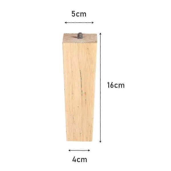 Sæt med 4 firkantede møbelben i eg 15cm