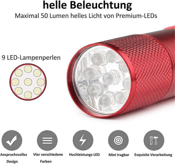 4 stk. LED lommelygte (uden batteri)