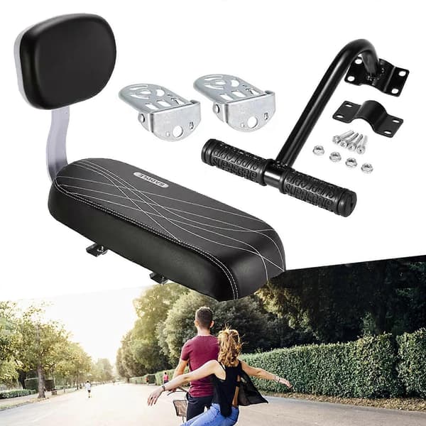 Premium Sits med Ryggstöd | Barnstolset | MTB Bakre Pakethållare | Bekväm & Säker Handle