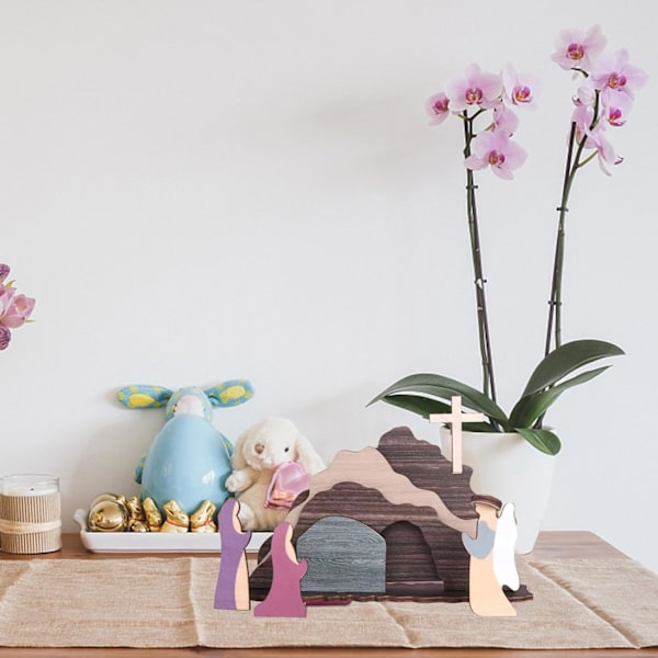 Påskkrubba i trä - 1/2 Påskpysselfigurer, Påskuppståndelseset, Påskpysselscen i trä, Lyckobringare, Påskdekorationsfigur