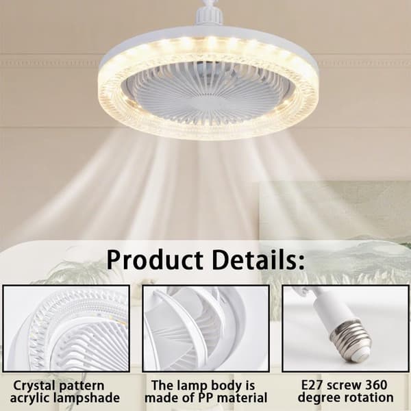 Loftventilator med belysning, lydløs loftventilator med belysning og fjernbetjening, loftventilator med belysning (aromaterapi)
