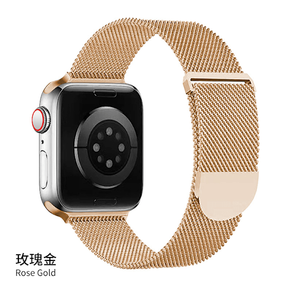 Ranneke Apple Watch -kelloille 41 mm, 40 mm, 38 mm, kaksinkertainen magneettinen säädettävä vaihtohihna iWatch Series 9, 8, SE, 7, 6, 5, 4, 3, 2, 1, Rose Gold rosegold