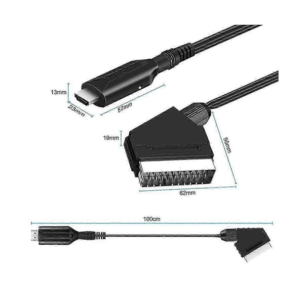 HDMI til Scart Videoadapter for HD TV og Spillkonsoller black