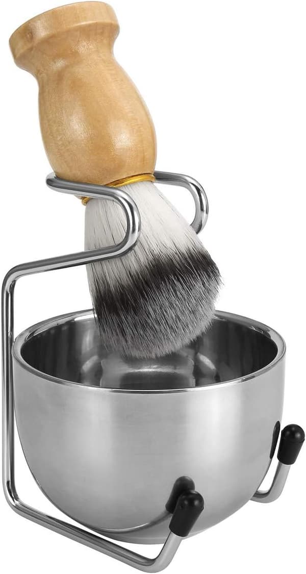 Barbersæt til mænd, barberkost i rustfrit stål med træhåndtag