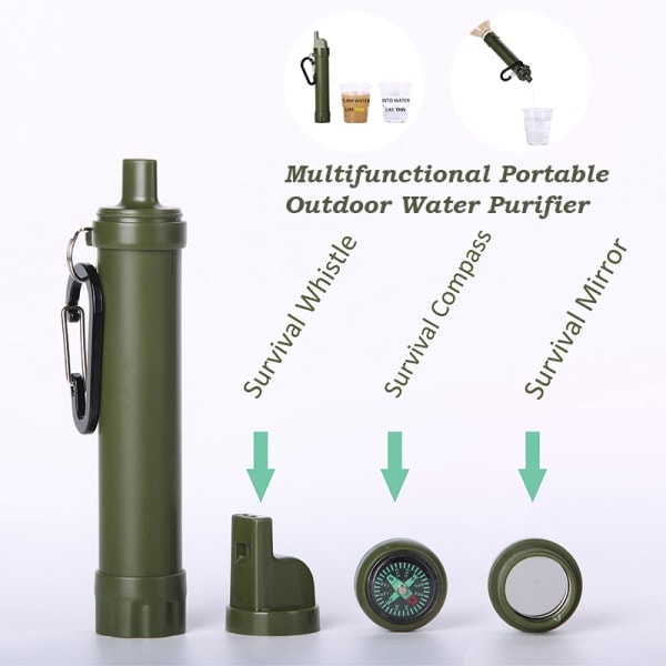 Outdoor Water Purifier Camping Hiking Life Survival Green