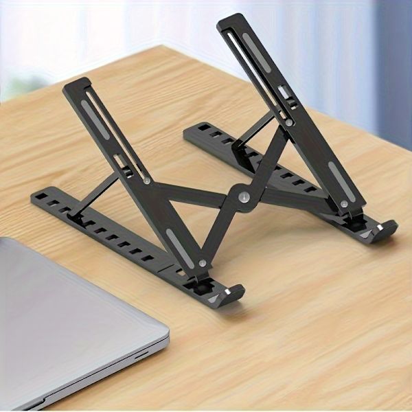 Resevänligt justerbart laptopställ, 10-nivås hopfällbart, kylbas, ergonomiskt 38.1 Cm And Above