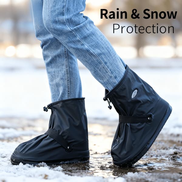 Universal Waterproof Non-slip Short Rain Boot Covers, PVCCJY Black Black S\uff0836-37\uff09