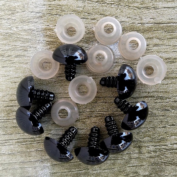 100 stk. 8/10/12/14mm Plast Sikkerhedsøjne til Legetøj DIY Blandet Størrelse Hæklet Dyreøjne til Dukke Legetøj Amigurumi Tilbehør Db 6mm-100pcs-Black-opp