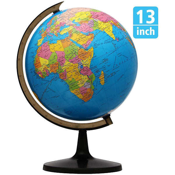 Spinning 13\" Globe with Stand for Kids Learning, Classroom Desk Students