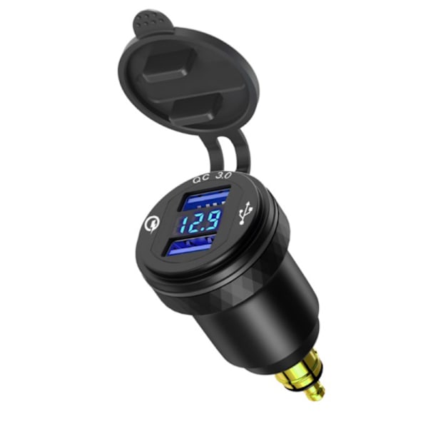 Motorcykel Aluminium DIN Hella Plugg Dubbel USB Snabbladdare Adapter A1