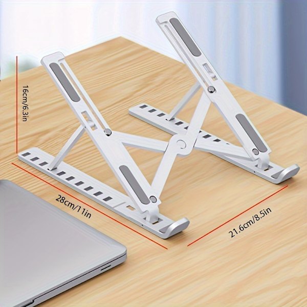 Resevänligt justerbart laptopställ, 10-nivås hopfällbart, kylbas, ergonomiskt 38.1 Cm And Above
