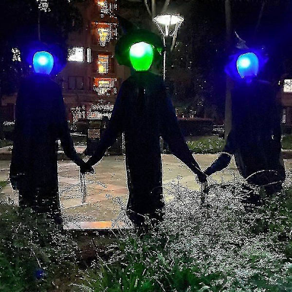 Halloween heksedekorasjon med lys, lydkontroll og glødeeffekt, CJY