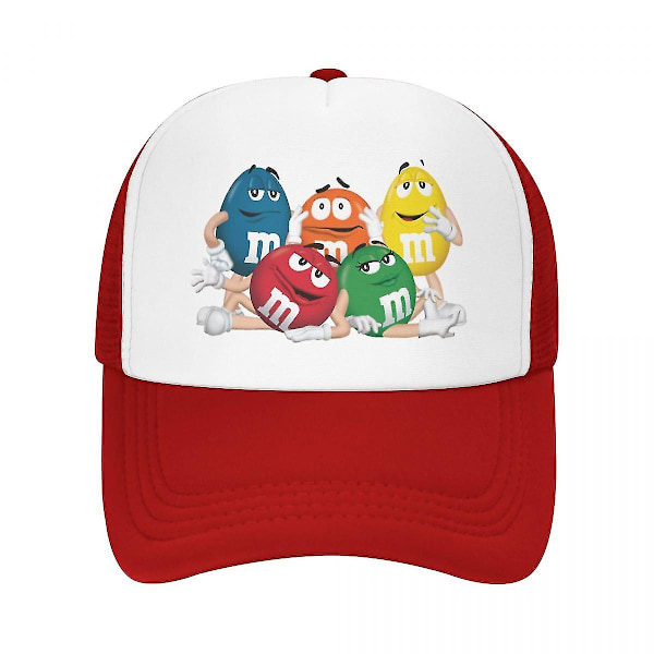 Personoidut M&M's Suklaa Baseball-lippis Ulkoilu Miehet Naiset Säädettävä Hauska Karkki Meemi Rekkamieshattu Kevät (FMY) Red
