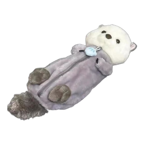 Plush Blyantsæske Blyantsæske Sød Lynlås Lukning Håndtaske Kosmetikpose Plush Dyr Blyantsæske Blyanttaske til Børn Børn Studerende (ZYH) Havoter Sea Otter 27cmx12cm