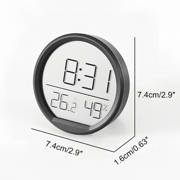Digitalt ur - med temperatur- og fugtighedsvisning - magnetisk/vægmontering - sort