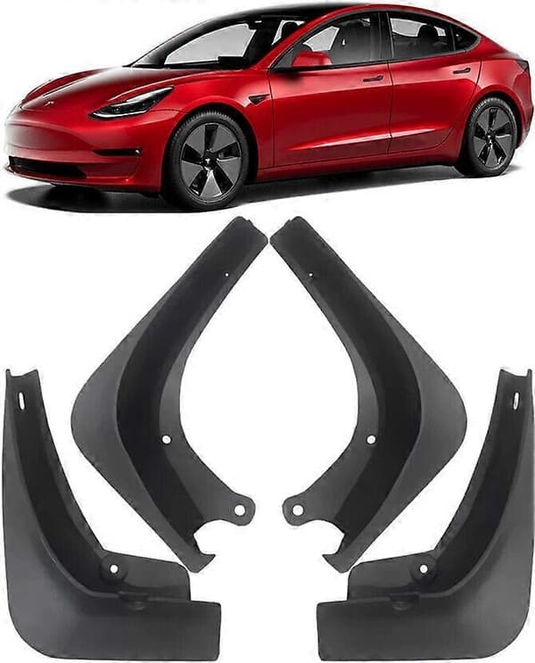 Højkvalitets komplet sæt stænklapper, stænklapper uden boring, kompatibel med 2017-2023 Tesla Model 3 - Perfekt