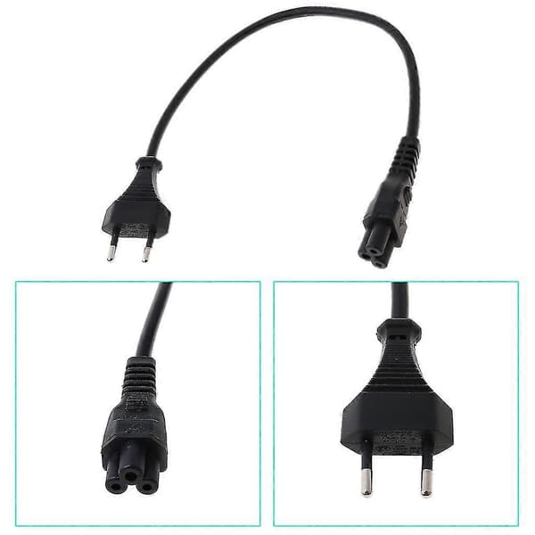 Strømadapterkabel EU 2-benet han til IEC 320 C5 Micky til bærbar strømforsyning 30 cm Black