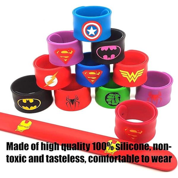 10 stk. Superhelt Slap Armbånd for Barn, Silikonarmbånd Marvel Avengers Slap Armbånd Fyllstoffer for Festposer til Bursdag