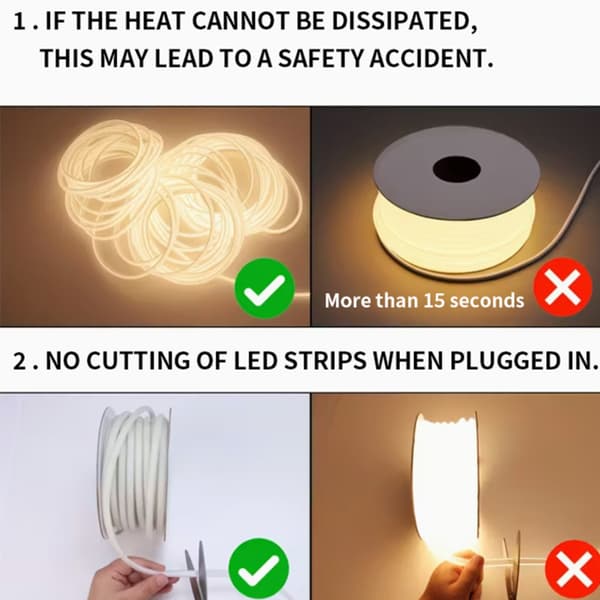 220V COB LED Strip with EU Switch, 20W High Brightness, Flexible and Bendable for Indoor and Protected Outdoor Use, 3m/5m/10m Length