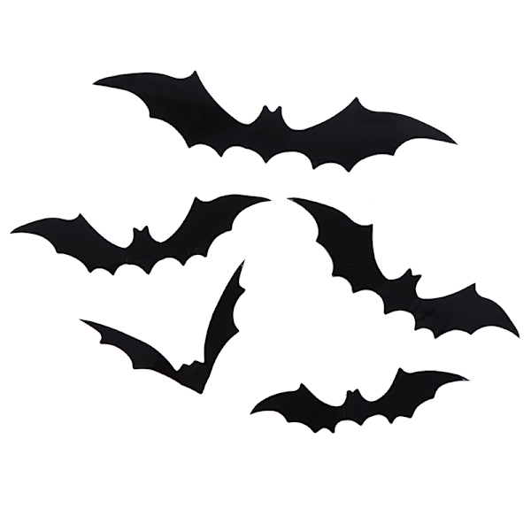 12 stk/sæt 3D Sort PVC Flagermus DIY Dekoration Vægdækning Halloween Par