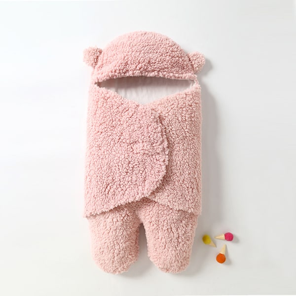 Pink newborn baby sleeping bag baby fleece blanket winter