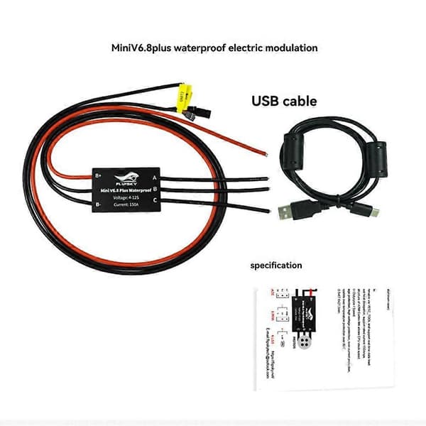 Flipsky Mini V6.8 Plus IP68 Vanntett ESC 4-12S Elektronisk Hastighetskontroller Basert på VESC6 150A for Efoil Ejet/ Båt/ Drone Black