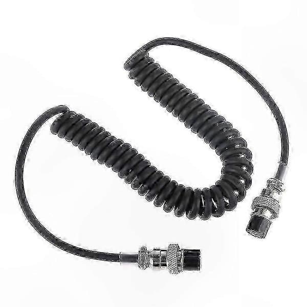 70 cm svart luftfartsmikrofonkabel for transceiver MC-60, slitesterke og holdbare kontakter Black