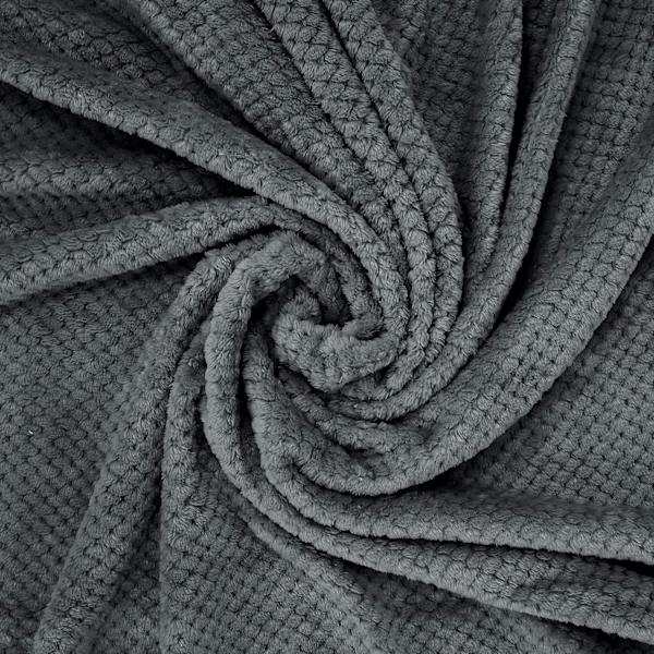 Flanelltæppe, 127x178 CM Blødt Sofatæppe, Vaffelfleece Tæppe til Sofa, Mørkegråt Tæppe
