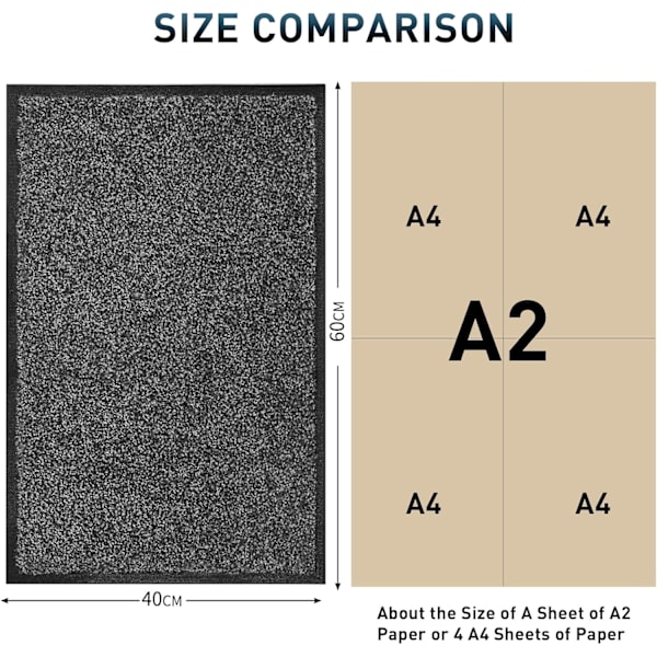 Dørmatter Innendørs, Dørmatte 40 x 60 Cm Svart Grå, Vaskbare Dørmatter Innendørs