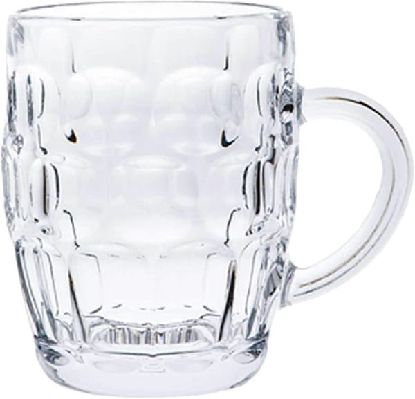 Classic Pint Glass Beer Mug Old Fashioned Pub Style Tankard Handle Dimpled Stein 560ml