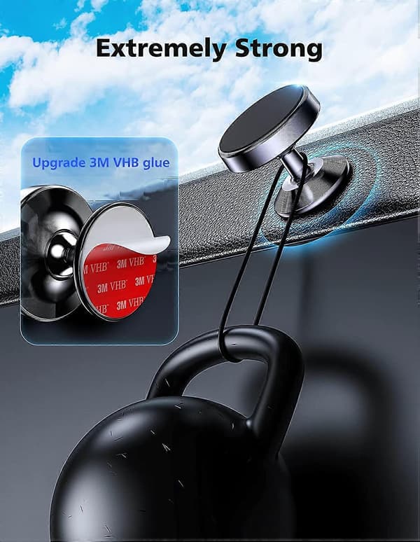 [2 kpl] Magneettinen puhelinteline 360 säädettävä (musta)